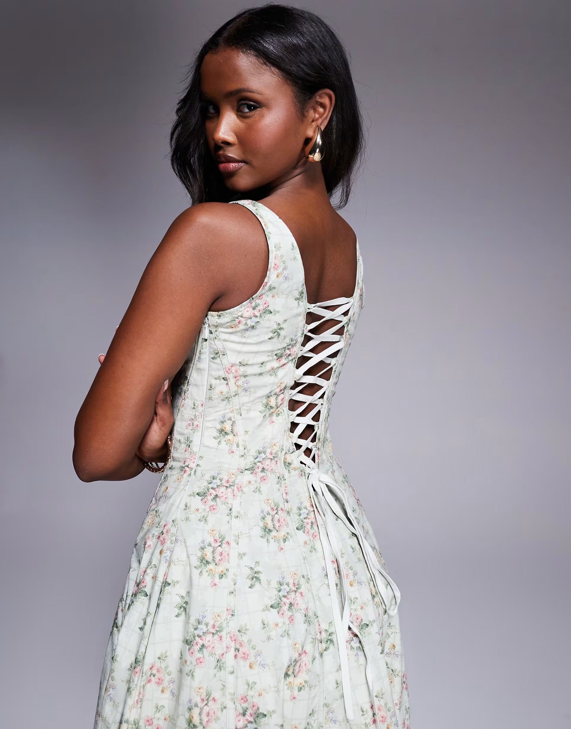 House of CB Mariabella print cotton midi dress in sage floral | ASOS (Global)