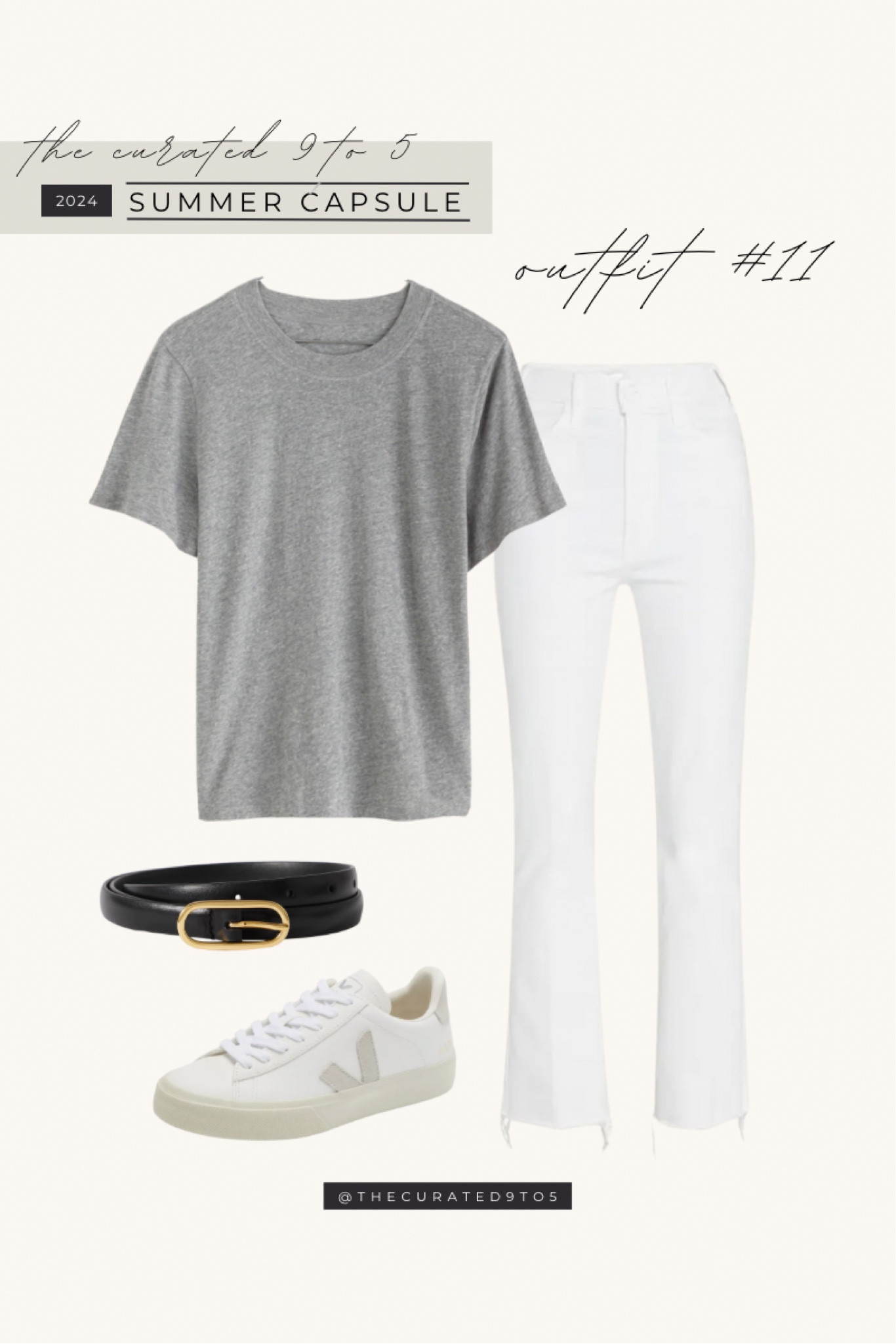 TC9T5 Summer Capsule | Outfit #11

T-shirt, grey tshirt, white denim, white jeans, straight leg denim, leather sneakers, Veja, sambas, black belt, classic style, styled summer outfit, Parisian style, capsule wardrobe, styled outfit, tote bag, rattan bag, gold earrings, leather sandals

#LTKOver40 #LTKMidsize #LTKSeasonal