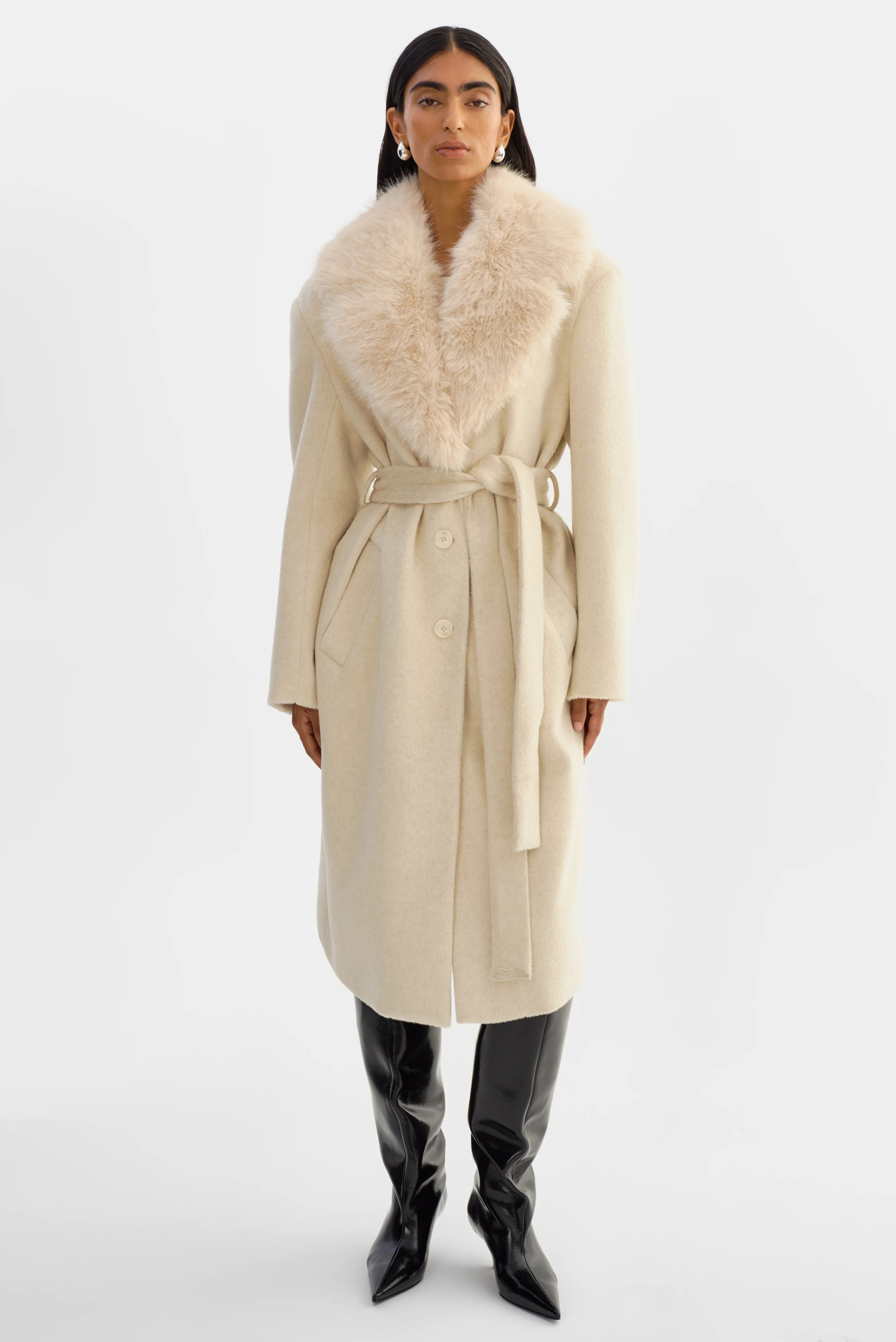 TILLIE | Belted Wool Coat | LAMARQUE