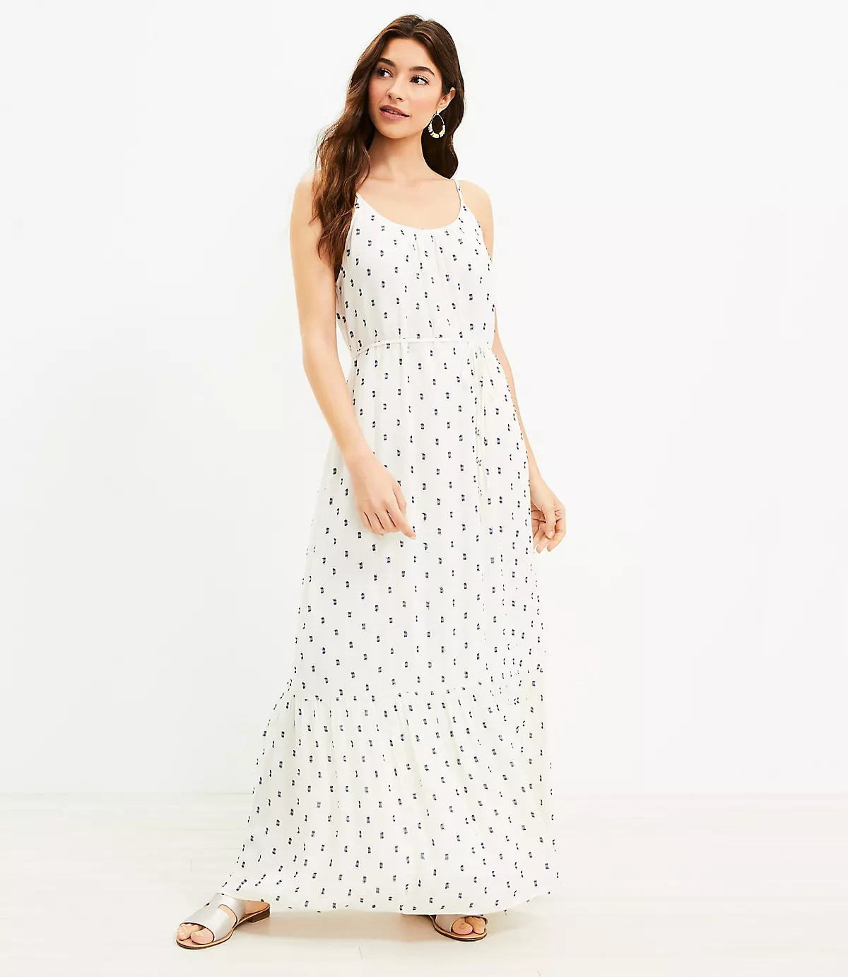 Clip Strappy Flounce Maxi Dress | LOFT