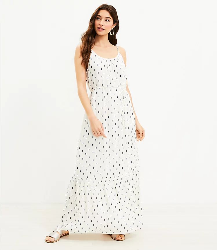 Clip Strappy Flounce Maxi Dress | LOFT