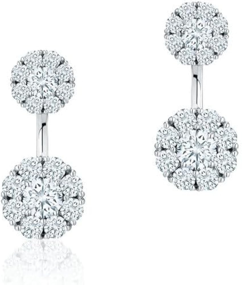 1/4 cttw Diamond Hoop Earrings,925 Sterling Silver Small Diamond Hoop Earrings,Lab-Grown Diamond ... | Amazon (US)