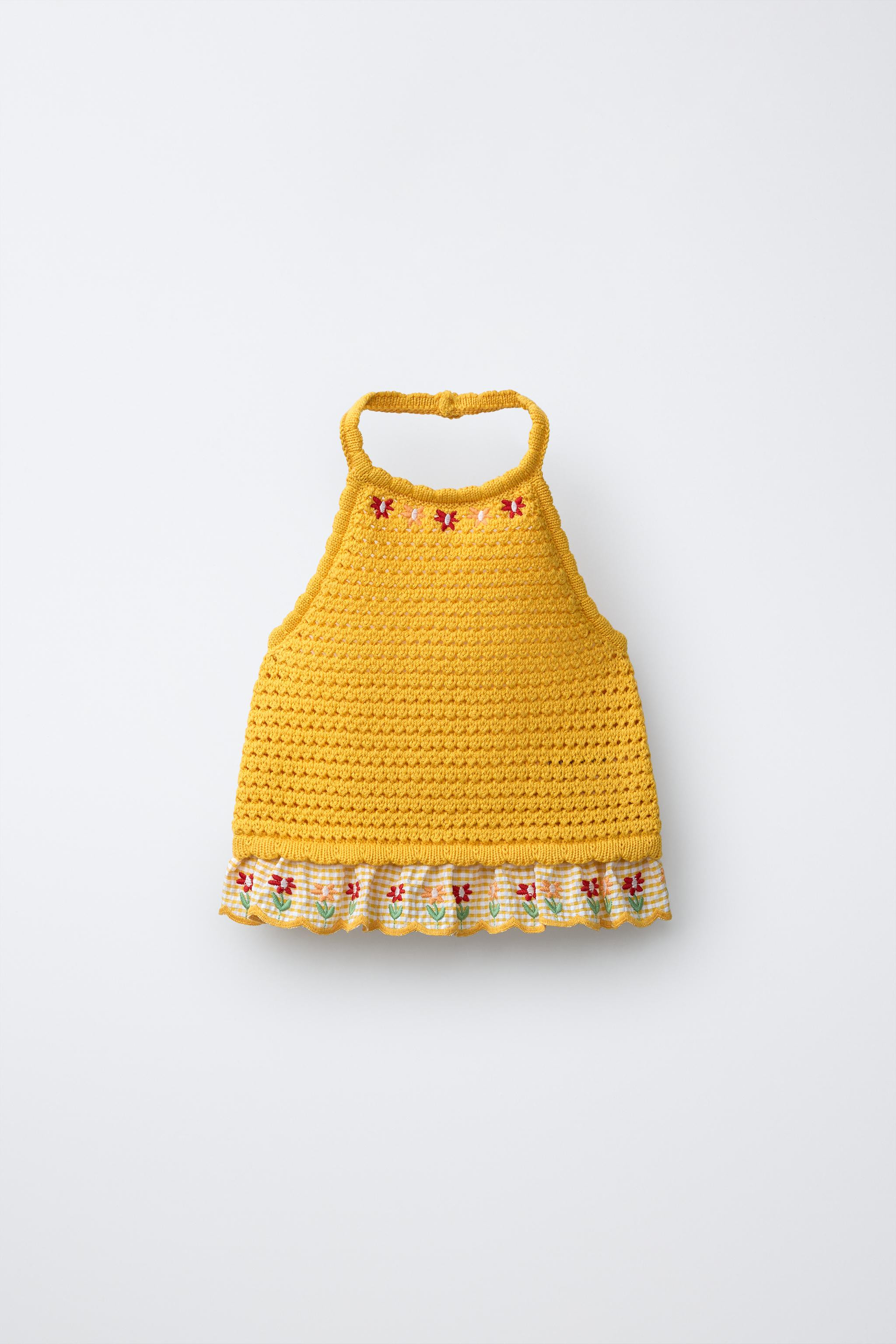 KNIT HALTER TOP WITH FLORAL EMBROIDERY | Zara UK