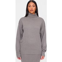 Tall Grey Soft Knit Roll Neck Oversized Sweater | PrettyLittleThing US