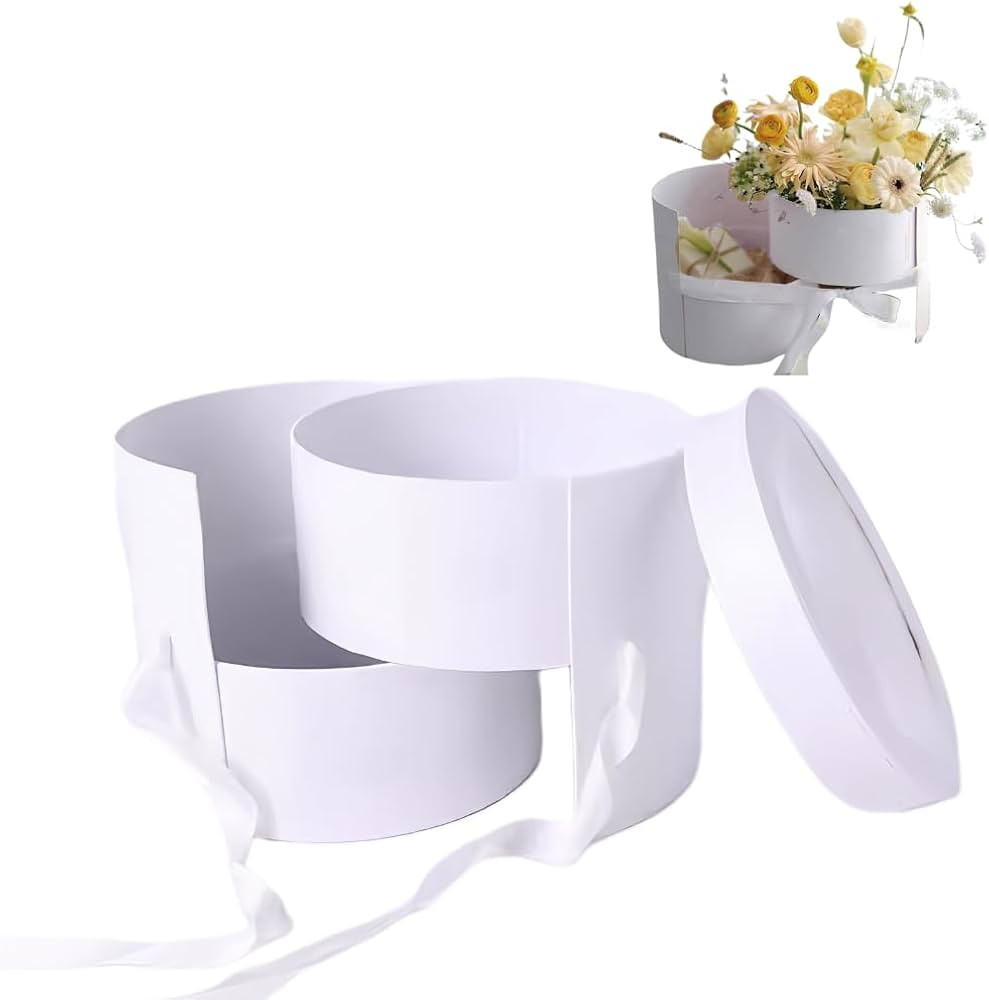 BBJ WRAPS Flower Box with Lid for Arrangements, Double Layers Rotating Drawer Luxury Round Flower... | Amazon (US)