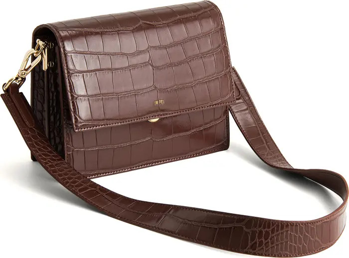 Mini Flap Croc Embossed Faux Leather Shoulder Bag | Nordstrom