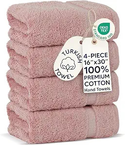 Chakir Turkish Linens 100% Cotton 4-Pack Hand Towels 16x30, Pink | Amazon (US)