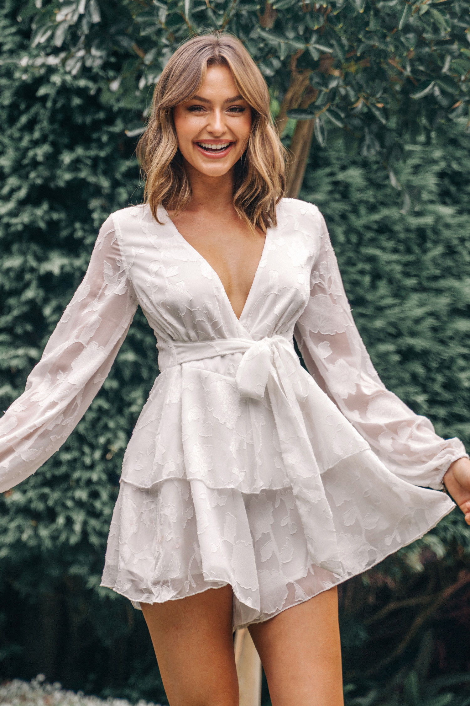 Anakena Long Sleeve Ruffled Romper | Cupshe US