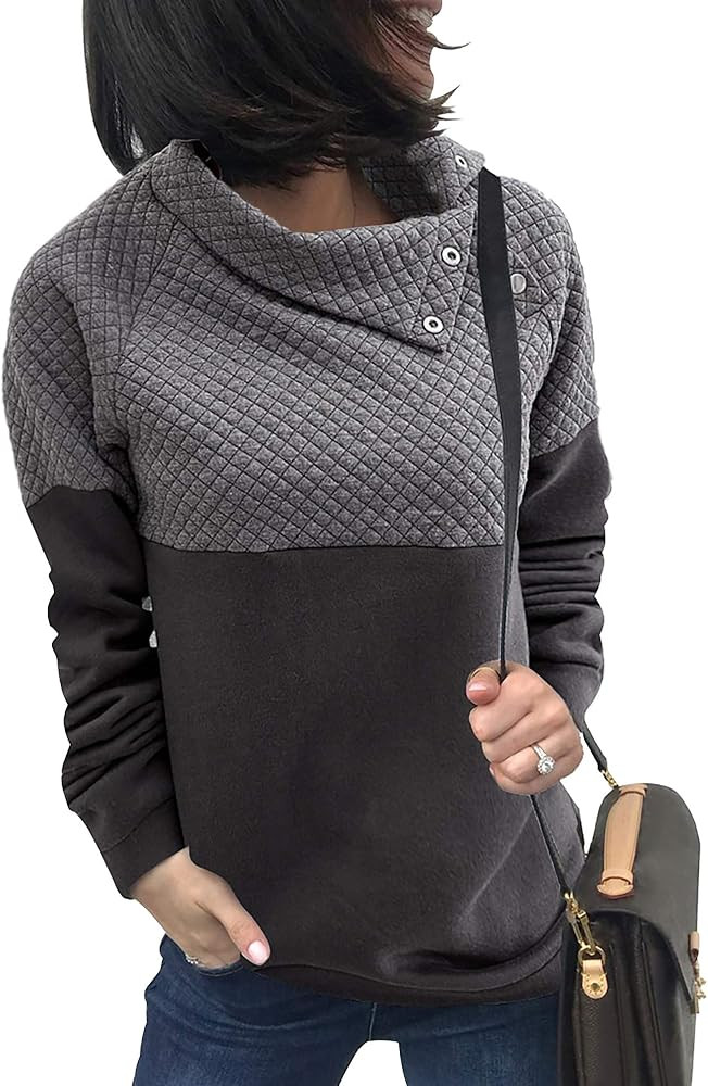 BTFBM Women Fashion Quilted Pattern Lightweight Zipper Long Sleeve Plain Casual Ladies Sweatshirts P | Amazon (US)