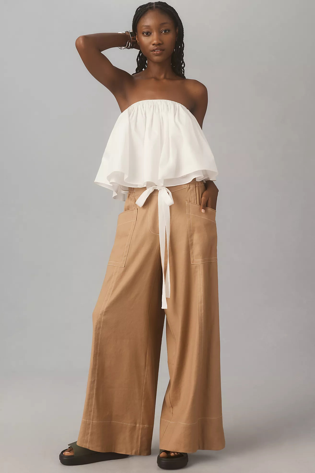 Maeve La Ponche Linen Pull-On Wide-Leg Pants | Anthropologie (US)