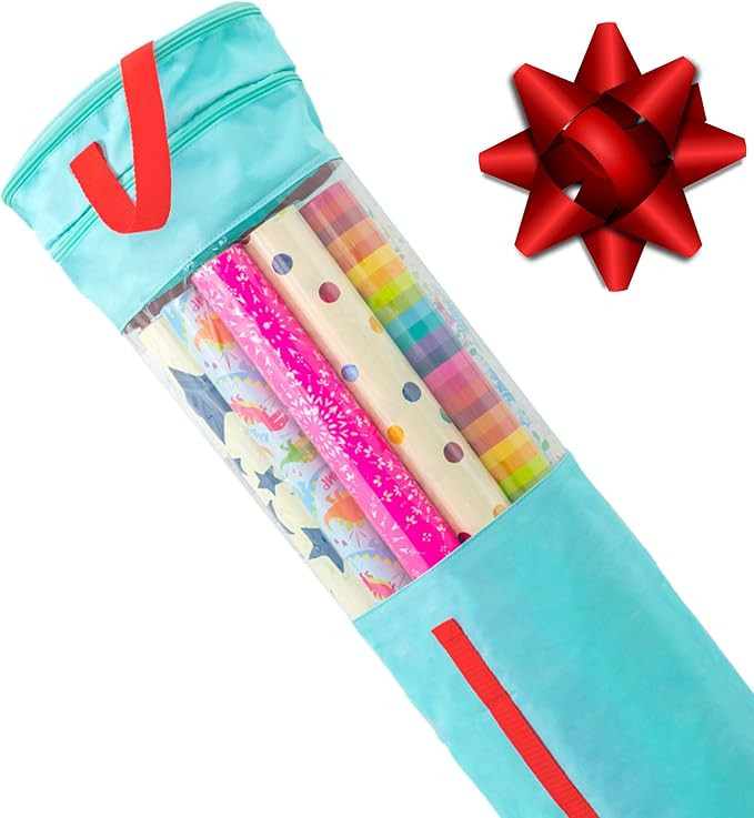 Wrapping Paper Storage & Gift Wrap Organizer - Fits Up To 20 Long 40” Rolls - Clear Window to S... | Amazon (US)