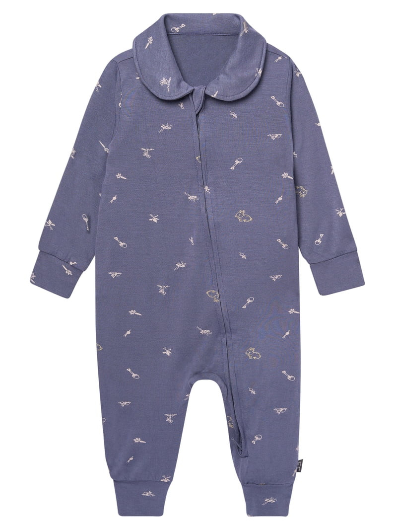 Modern Moments by Gerber Baby Neutral Super Soft Viscose Peter Pan Collar Coverall, Sizes Newborn... | Walmart (US)