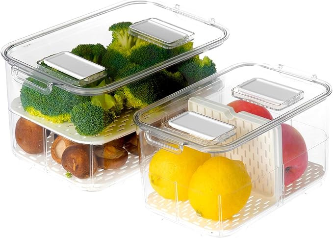 Fridge Produce Saver Food Storage Containers Stackable Refrigerator Organizer with Lids and Remov... | Amazon (US)