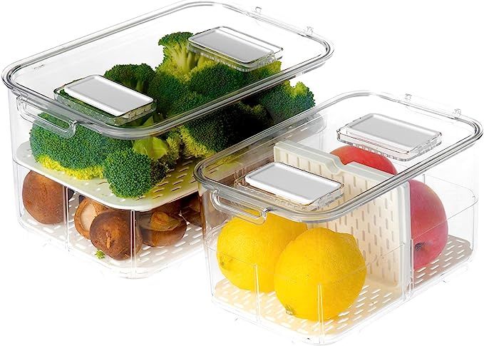 Fridge Produce Saver Food Storage Containers Stackable Refrigerator Organizer with Lids and Remov... | Amazon (US)