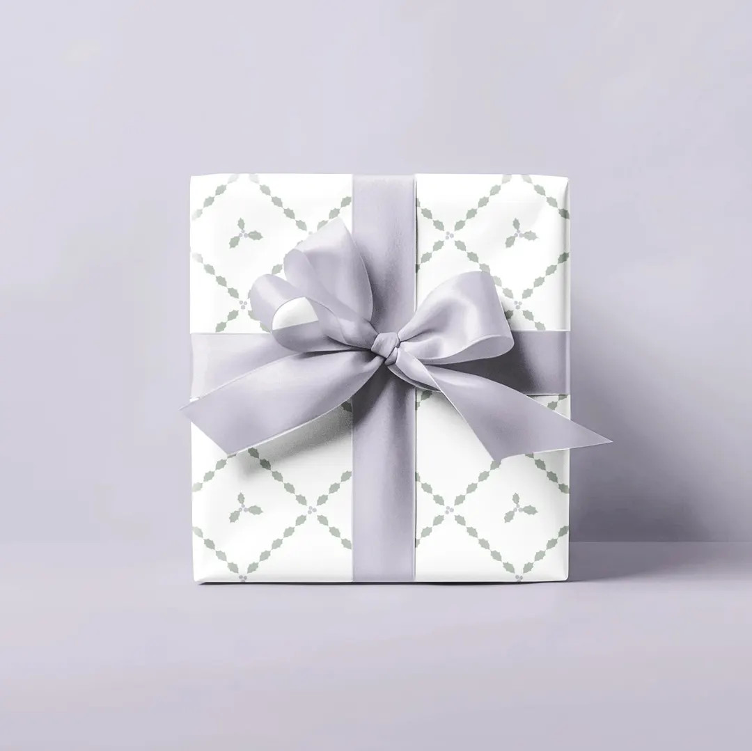 Holly Lattice Sage Lavender Wrapping Paper Ivy, Mistletoe, Lilac, Purple, Holiday Pattern, Modern... | Etsy (US)