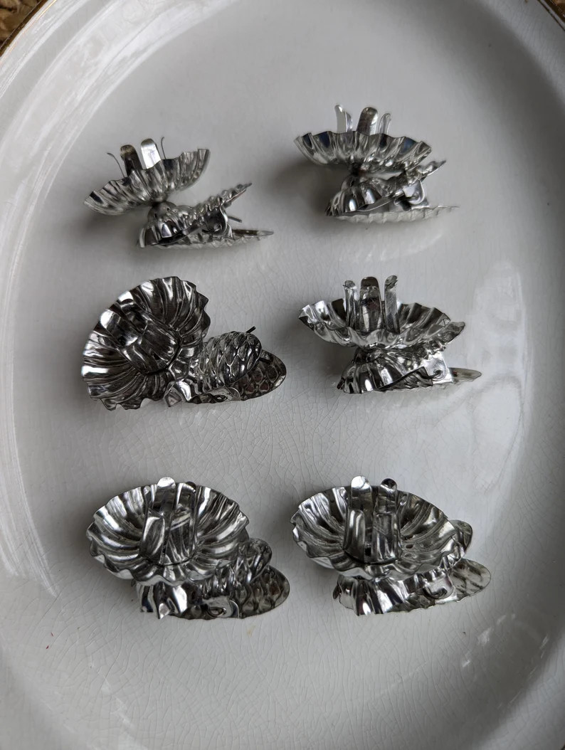 Vintage Christmas Tree Silver Candle Clips With Pinecone - Etsy | Etsy (US)