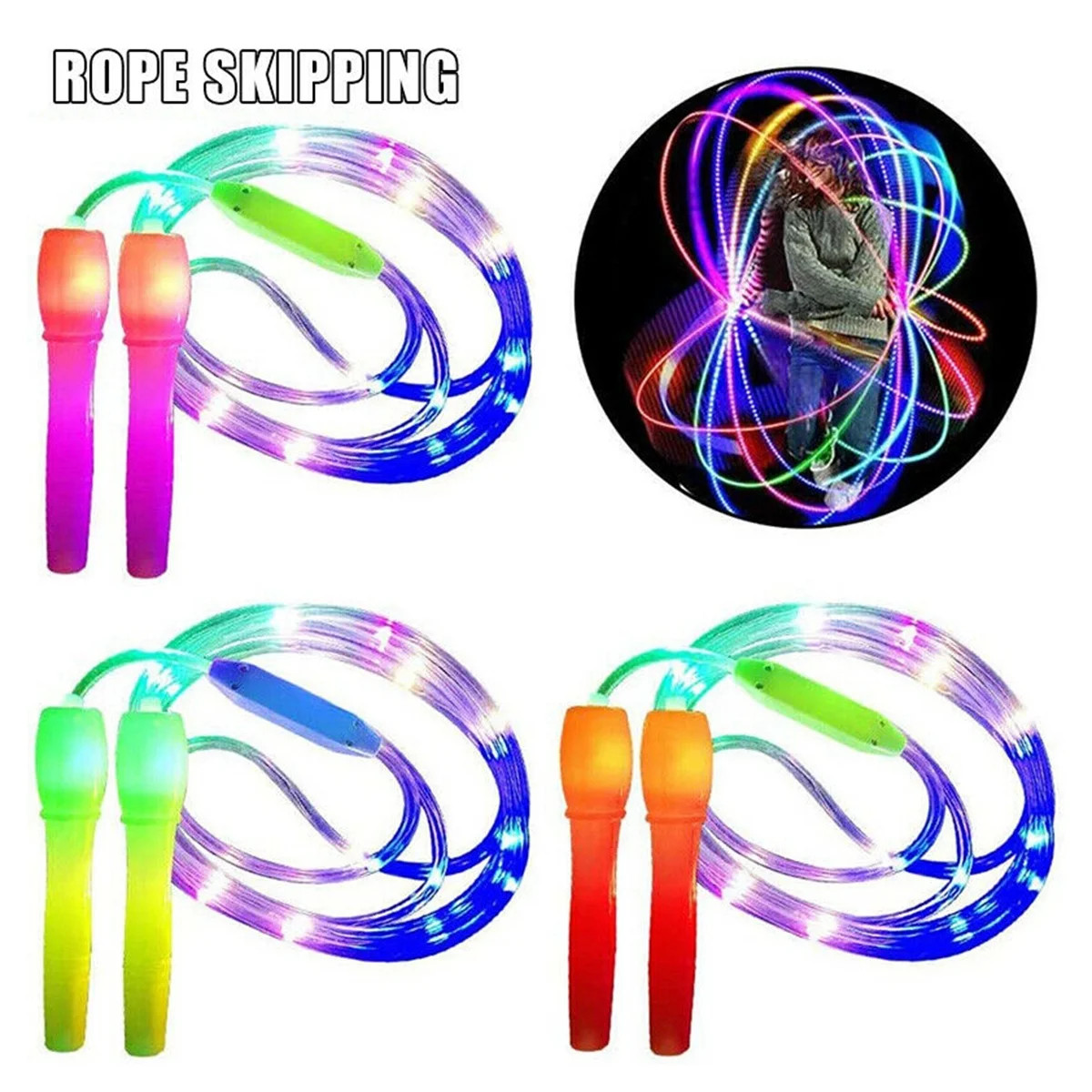 Jump & Skipping Rope, Jump Rope with LED Light up, Luminous Jump Ropes for Kids Girls Boys, Rando... | Walmart (US)