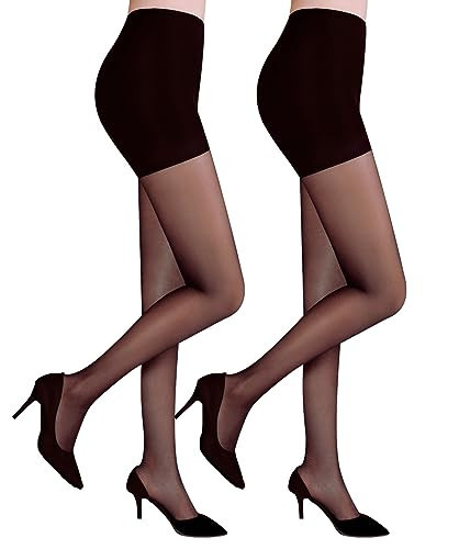 Citystl 2 Pack Black Tights for Women, 30D Sheer tights Control Top Pantyhose with Reinforced Toes | Amazon (US)