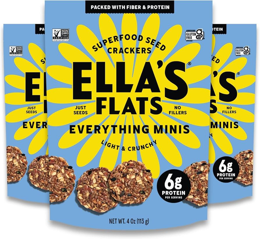 Ella’s Flats Minis - Everything (3 Pack) - Superfood seed crackers - Bold & savory - Just seeds... | Amazon (US)