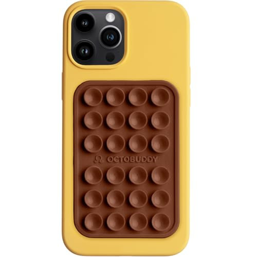 OCTOBUDDY Classic MAX - Silicone Suction Phone Case Adhesive Mount - Hands-Free, Strong Grip Holder for Selfies and Videos - iPhone and Android Compatible - 2.6″ x 3.9″, Hot Cocoa | Amazon (US)