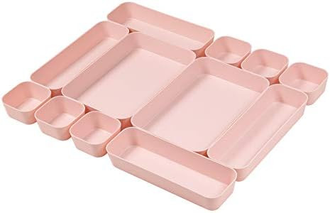 Backerysupply Set Of 12 Pink Color Plastic Desk Drawer Organizers For Makeup Bathroom Office Kitc... | Amazon (US)