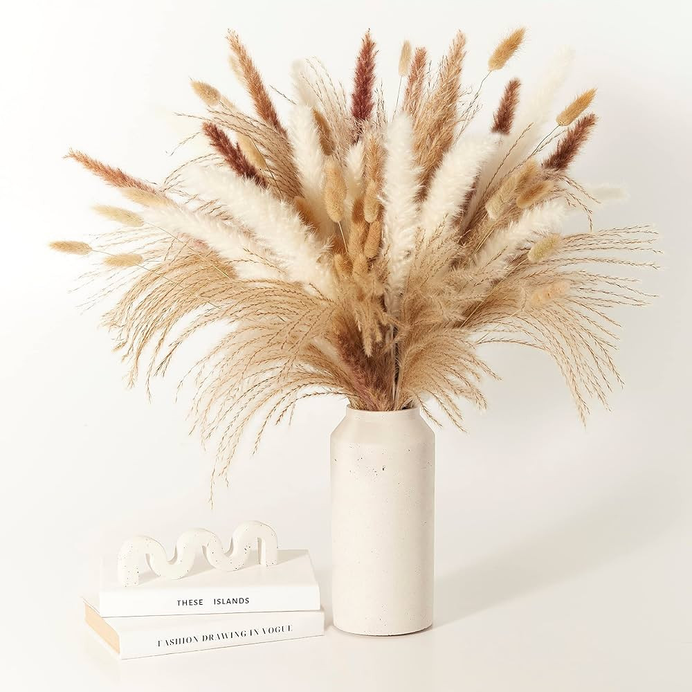 Dried Pampas Grass Decor Tall — 100 pcs Tall Pampas Grass for Floor Vase 18" — Boho Home Deco... | Amazon (US)