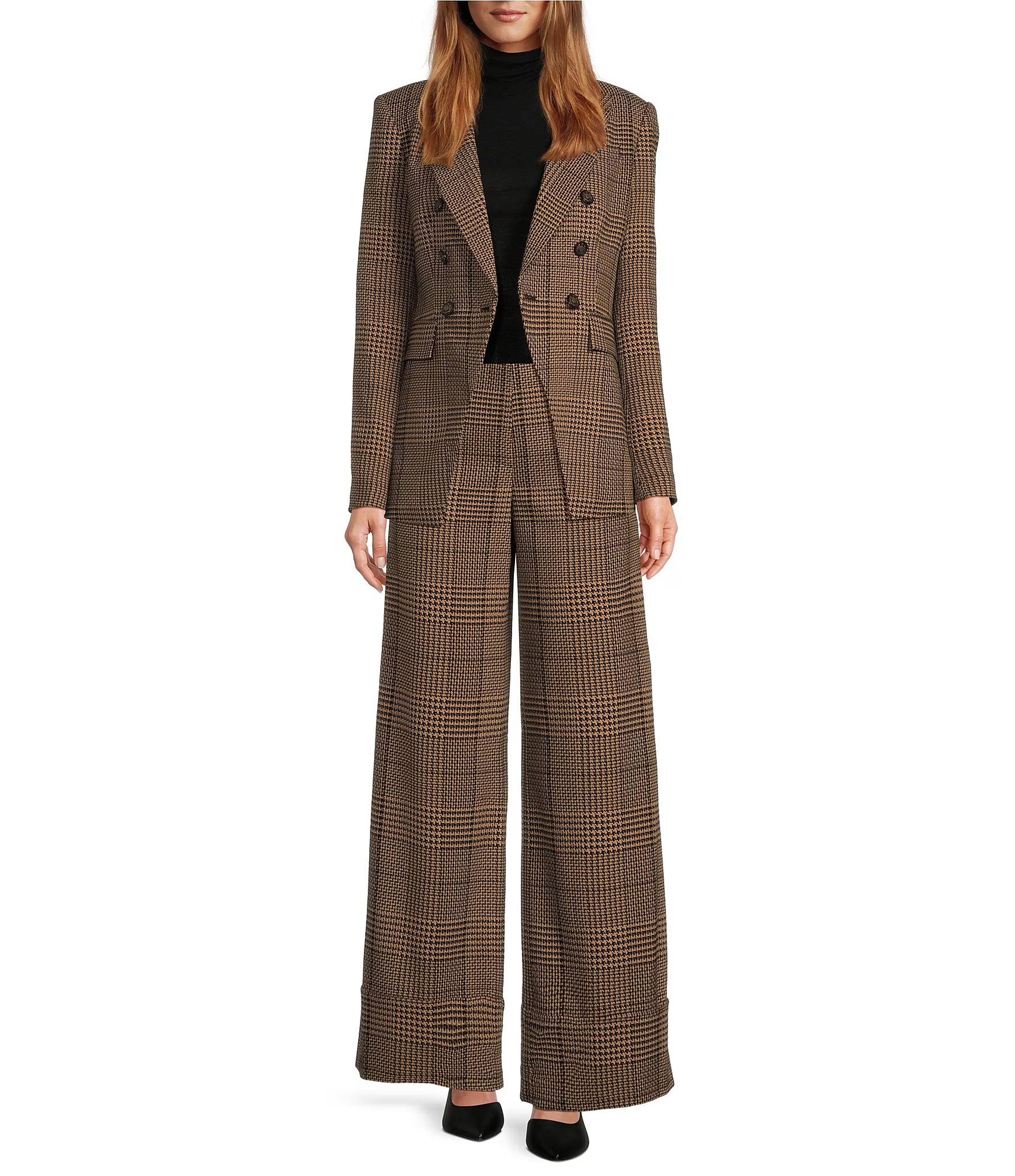 Antonio Melani Aurora Houndstooth Notch Lapel Blazer & High Rise Long Cuff Trousers | Dillard's | Dillard's