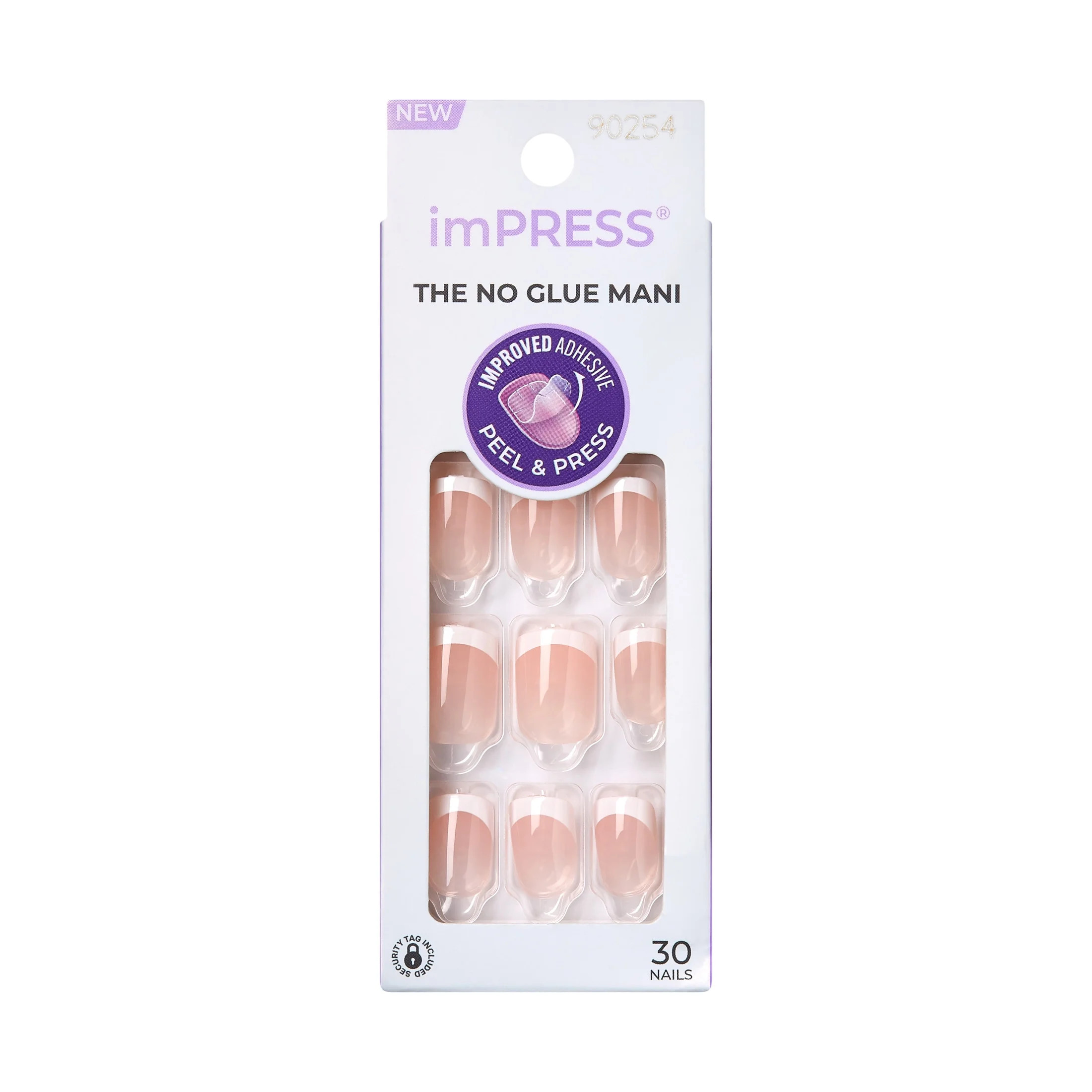 Kiss Impress Short Square Oval Press on Nails, Pink French Tip, 30 Pieces - Walmart.com | Walmart (US)