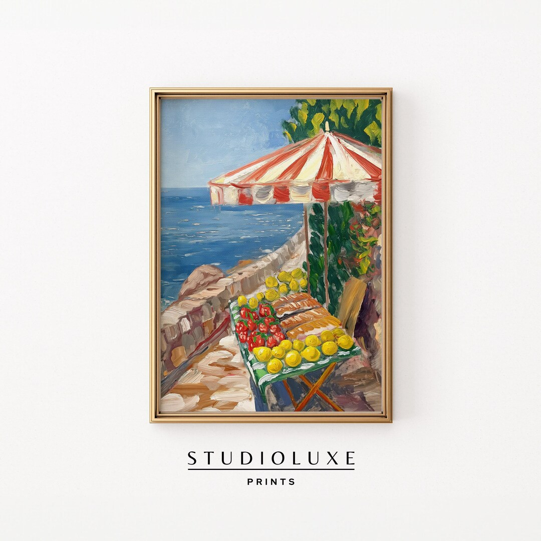 Coastal Wall Art for Kitchen or Dining, Farmer's Market Print, Italian Seaside Market Digital Pri... | Etsy (US)