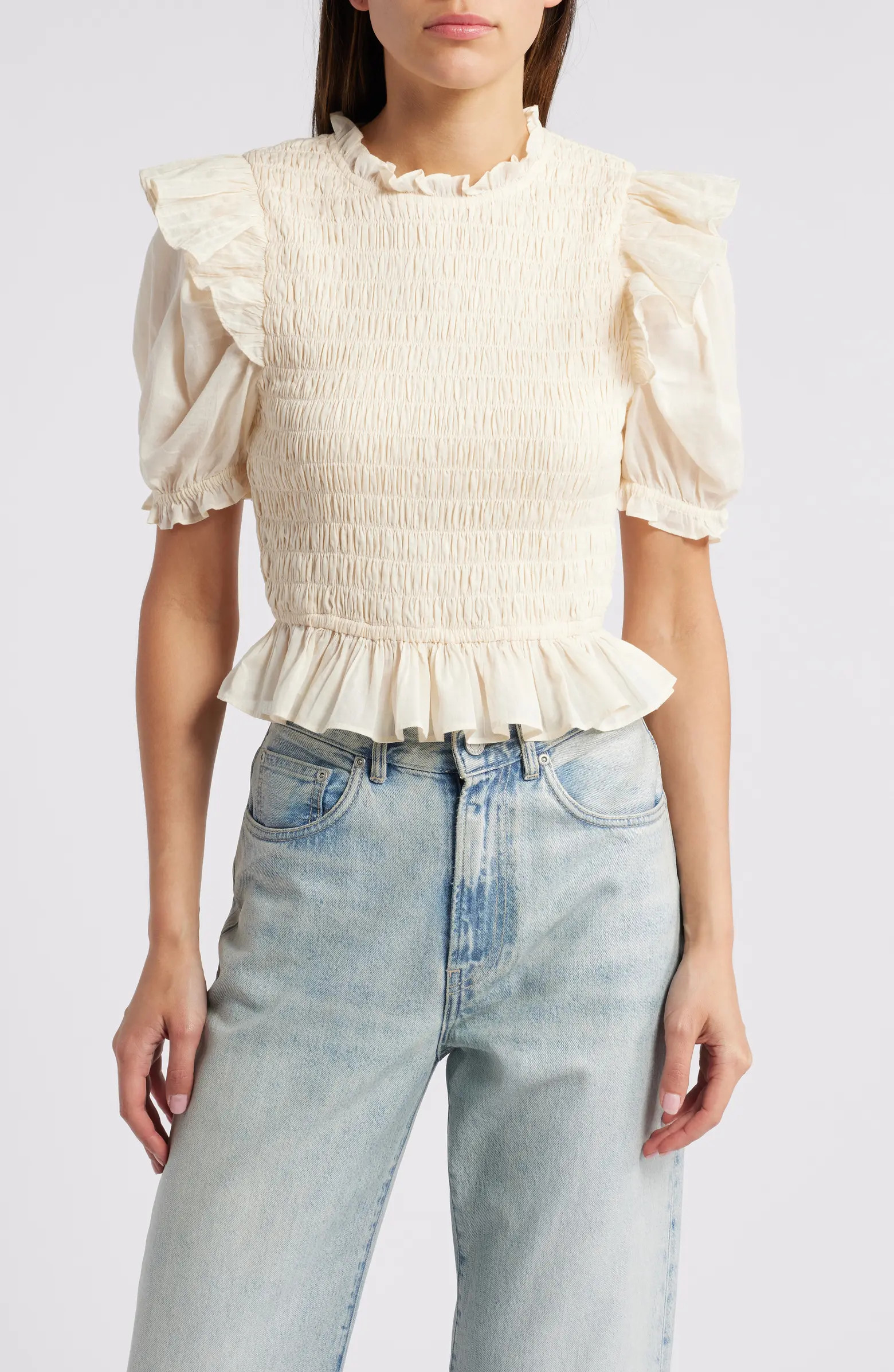 Cleobella Amelie Smocked Ruffle Puff Sleeve Top | Nordstrom | Nordstrom