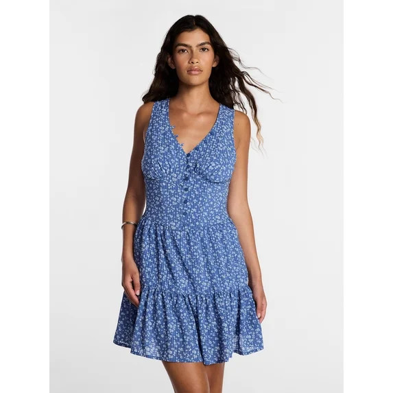 Kacey Lee Women's Sleeveless Tiered V Neck Dress, Sizes XS-XXL | Walmart (US)