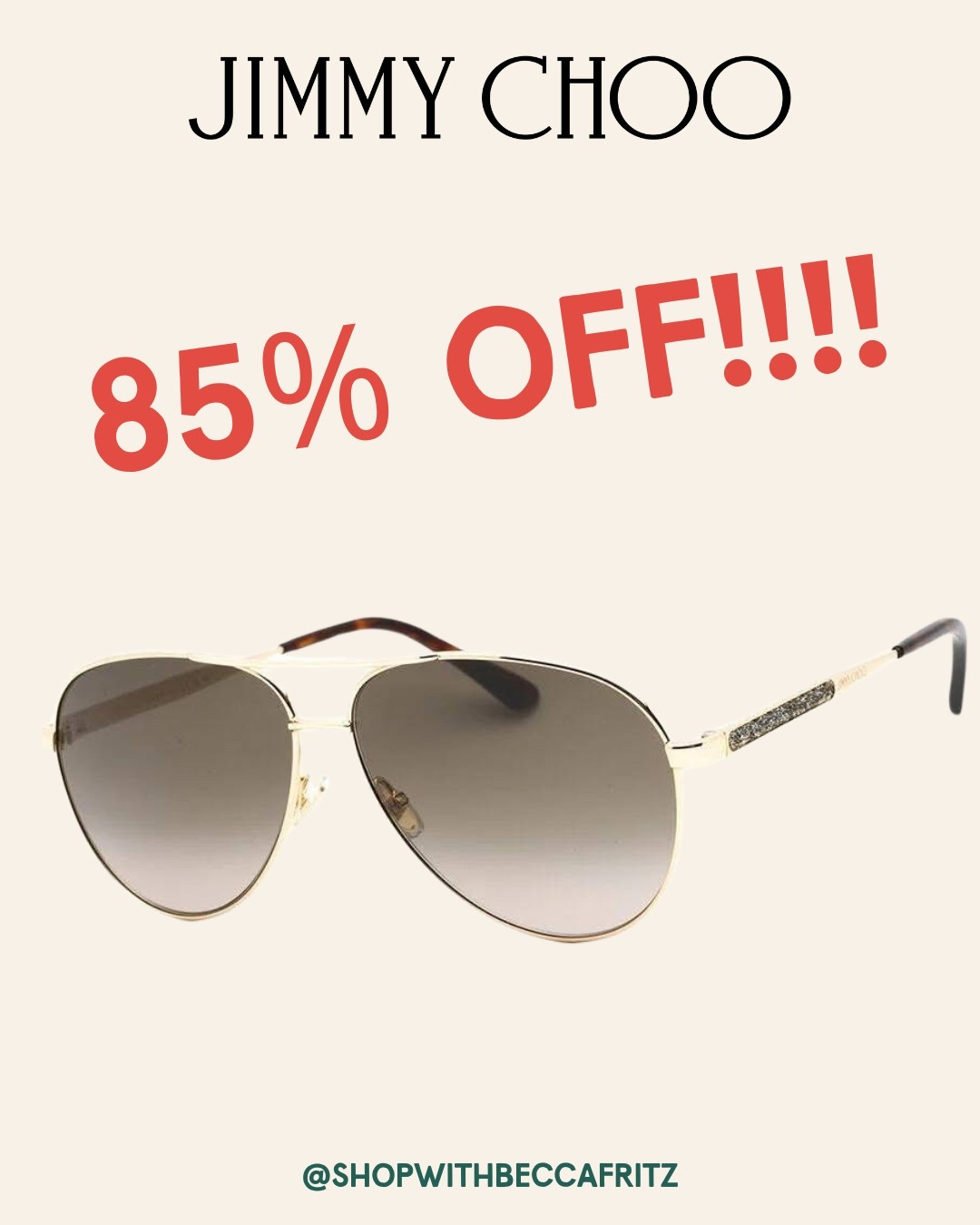 🕶️ Designer deal of the day!
Jimmy Choo sunglasses starting at just $54.98 (originally $375!) 😱
That’s over 85% off—and yes, you could grab 7 pairs for the price of ONE!

So chic, so luxe, and they SHIP FREE.
Linked everything for you in my LTK 💬 Tap to shop before they’re gone!

#LTKDealAlert #LTKUnder100 #JimmyChoo #DesignerDeals #LuxuryForLess #BeccaFritzFinds #LTKStyle #LTKAccessories @shop.ltk @BeccaFritz


#LTKFindsUnder50 #LTKOver40 #LTKSaleAlert