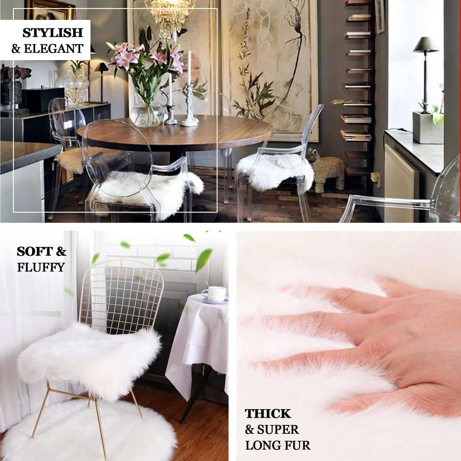 Efavormart 20"x20" White Faux Sheepskin Chair Pad, Soft Faux Fur Rug Seat Cushion for Sofa Cover,... | Amazon (US)