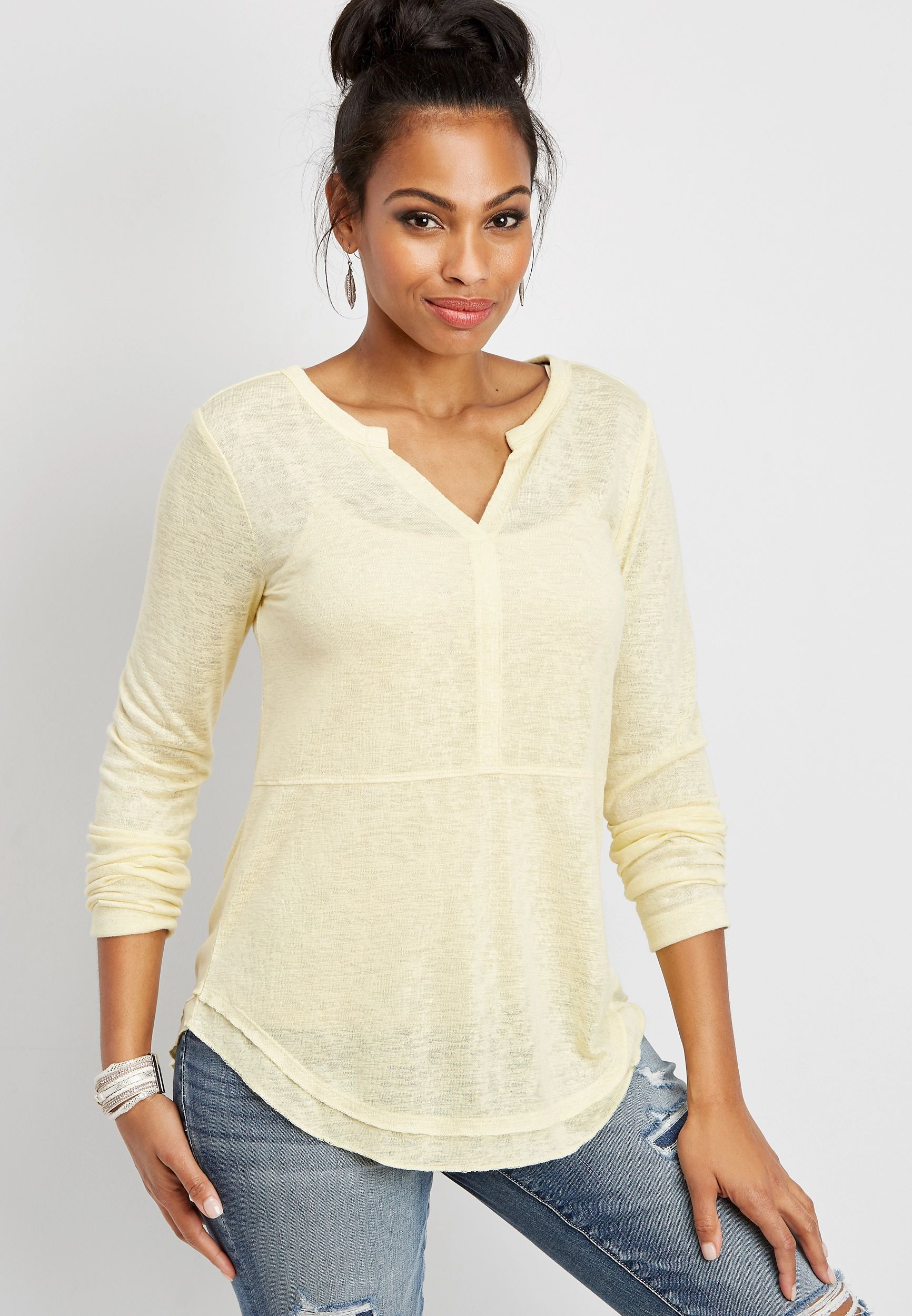 24/7 casual henley solid tee | Maurices