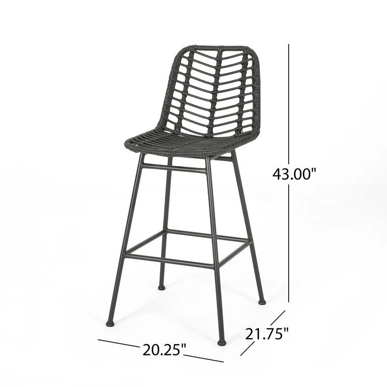 Christopher Knight Home Sawtelle Outdoor Wicker Barstools (Set of 4) by  Gray+Black | Walmart (US)