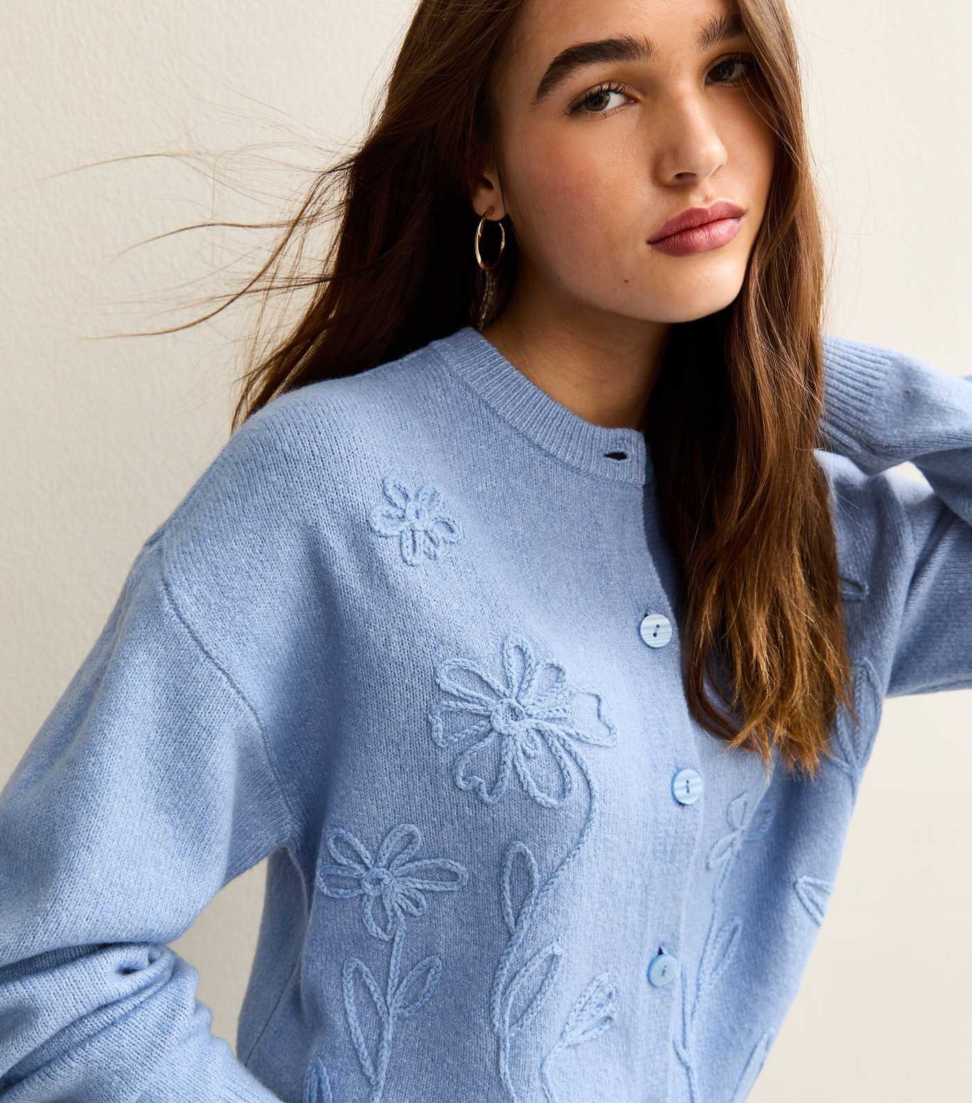Blue 3D Floral Knitted Cardigan | New Look | New Look (UK)