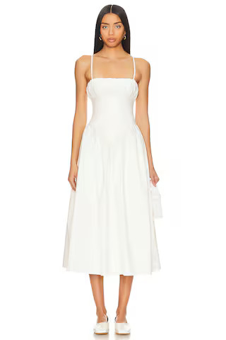 MAJORELLE Austin Midi Dress in Soft White from Revolve.com | Revolve Clothing (Global)