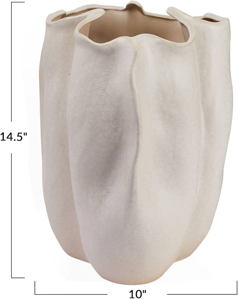 Bloomingville Decorative Organically Shaped Stoneware Vase, Matte Cream | Amazon (US)