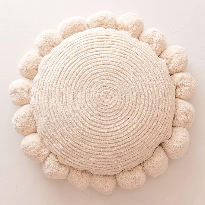 Banilla Bohemian Round Pillow Cover 16 Inch | 100% Cotton Decorative Pillow Hand Tufted with Chun... | Amazon (US)