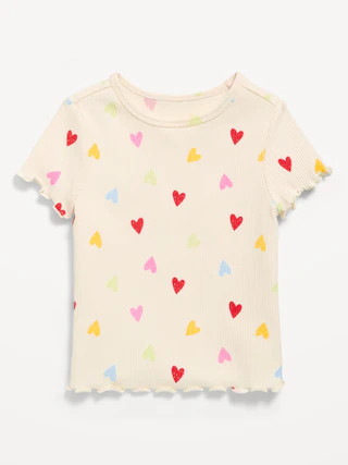 Printed Short-Sleeve Lettuce-Edge T-Shirt for Toddler Girls | Old Navy (US)