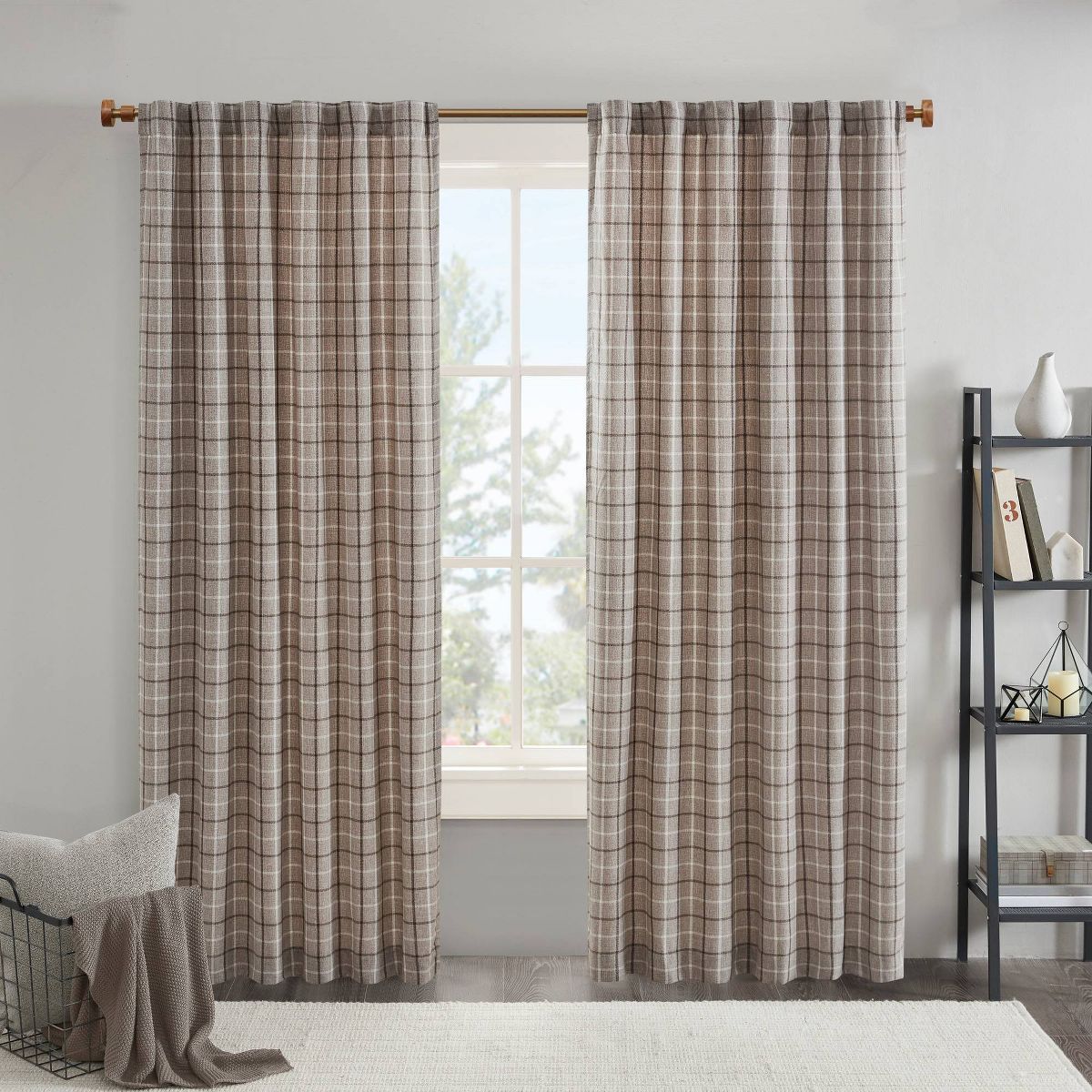 Preston Plaid Rod Pocket and Back Tab Room Darkening Curtain Panel with Fleece Lining | Target