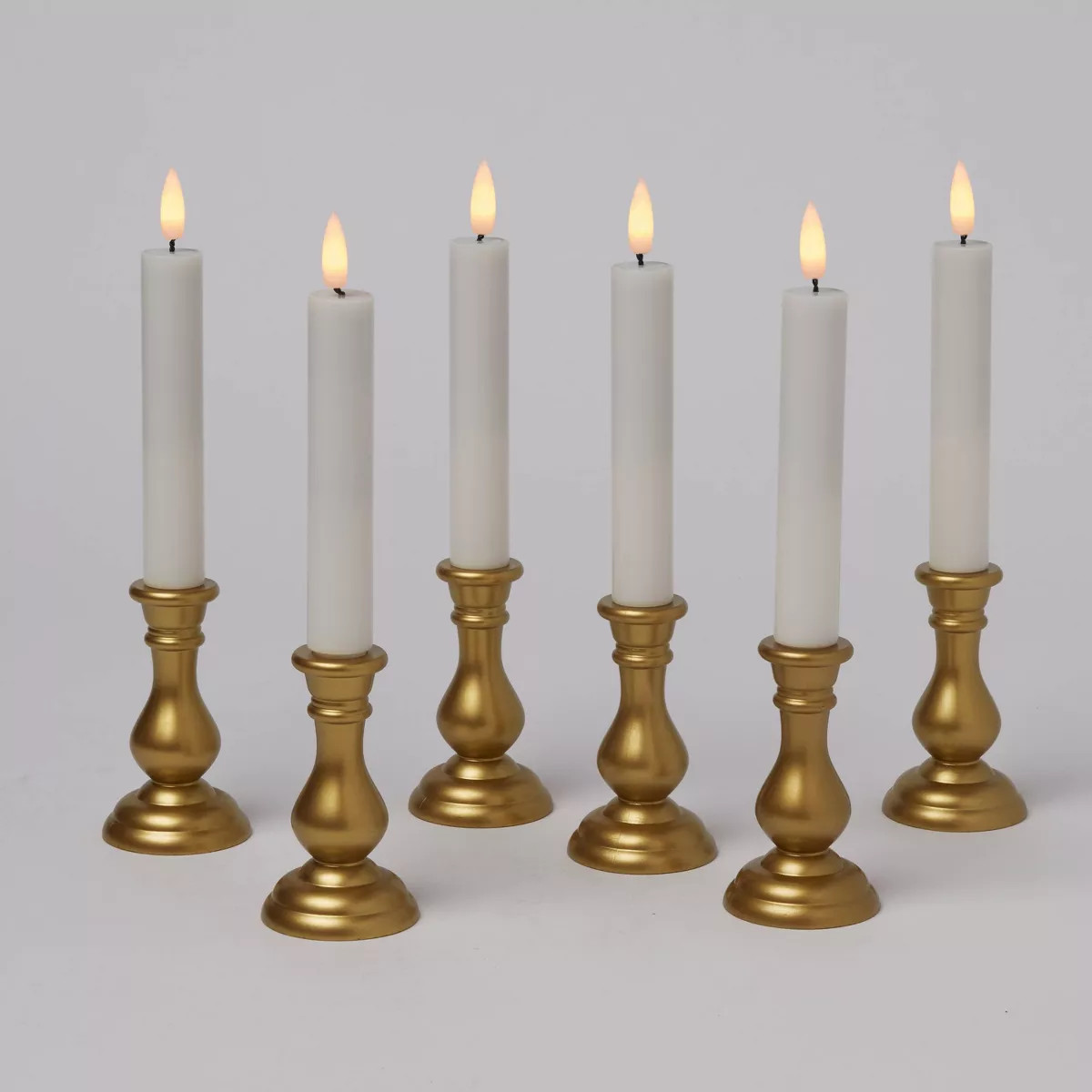 6pc Remote Controlled Plastic LED Christmas Candolier Set Gold Base - Wondershop™ | Target