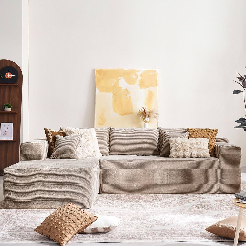 104" Cloud Sectional Couch with Comfy Chaise, Boneless L Shape Sofa with Deep Seat, Minimalist Mo... | Amazon (US)