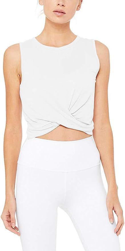 Bestisun Womens Cropped Workout Tops Flowy Gym Workout Crop Tops Athletic Yoga Shirts for Women | Amazon (US)