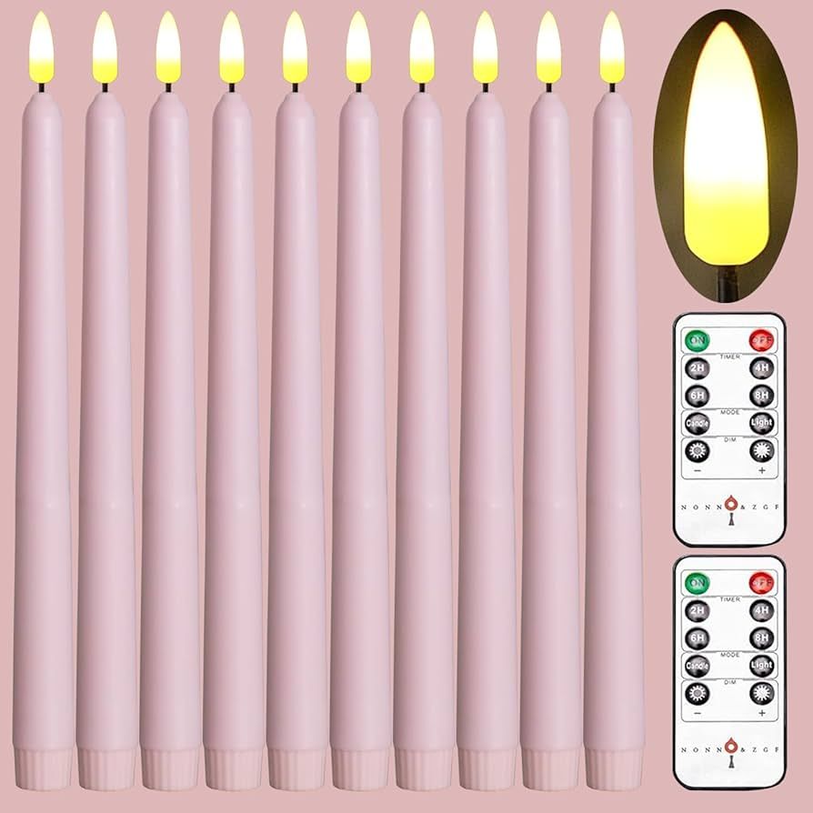 10 Pack Pink Flameless WAX Coverd 11'' Taper Candles with 2 remote, Use 2-AA Batteries(not includ... | Amazon (US)