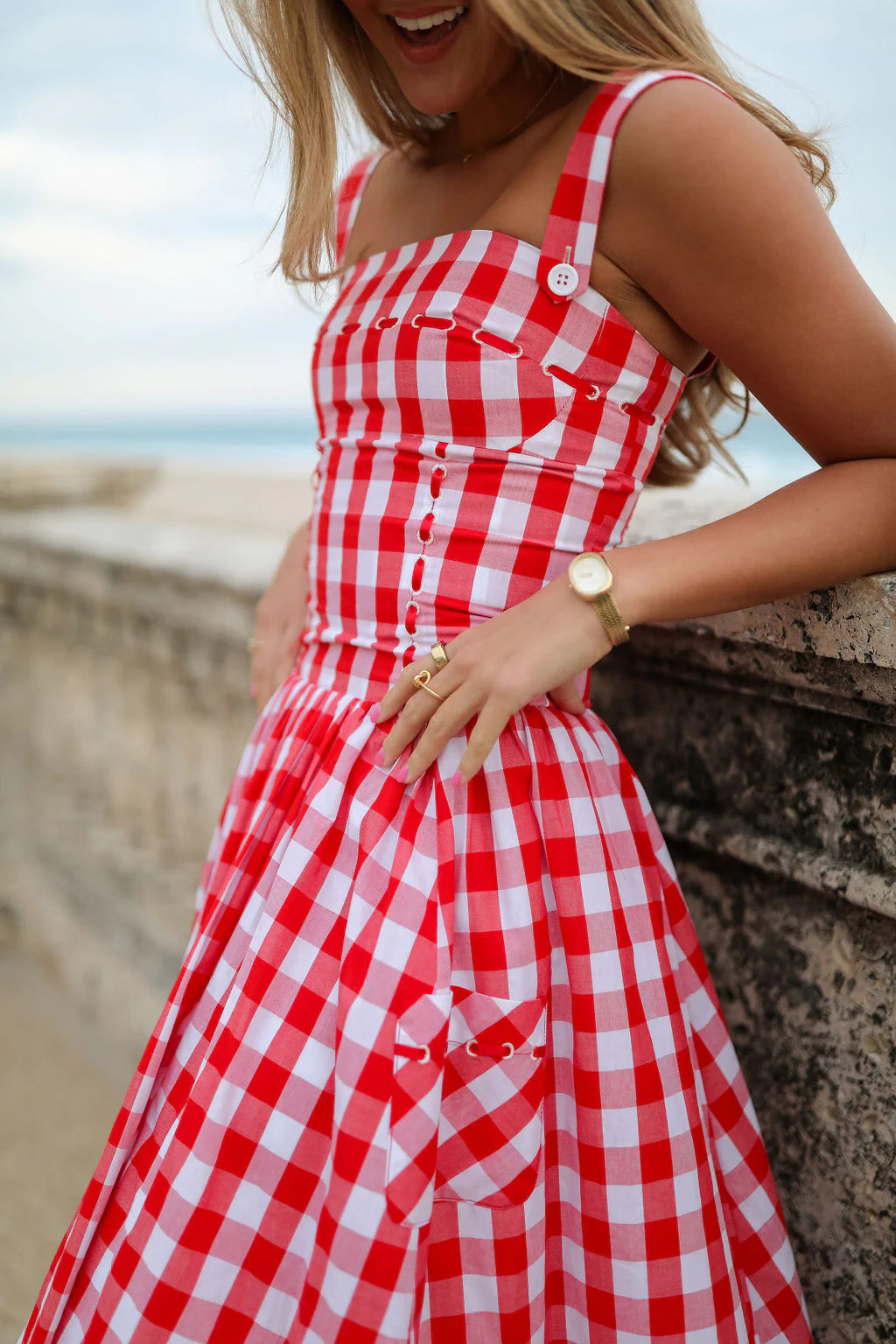 Dorothy Midi Dress - Red Gingham | cocolillys