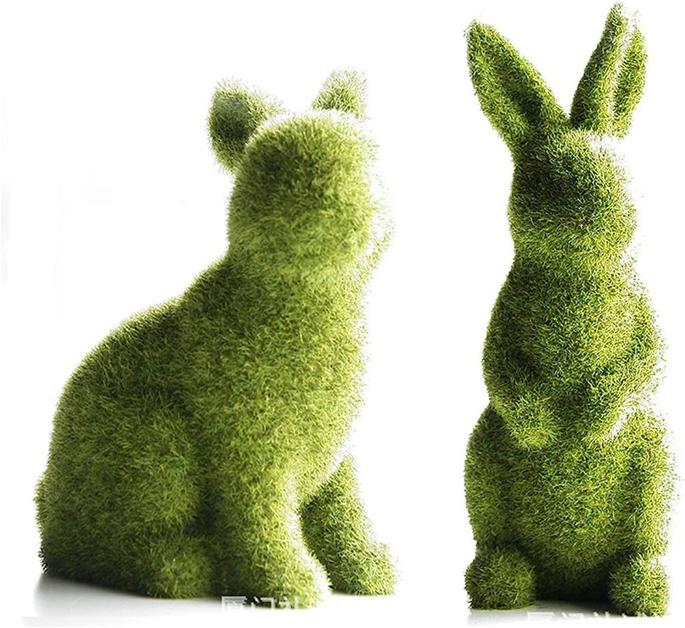 Easter Animal Statue Decorations for Garden Imitation Moss Rabbit Resin Flocked Sculpture Home Of... | Amazon (US)