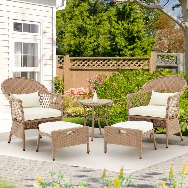 AVAWING 5 Pieces Patio Furniture Set Outdoor Rattan Chairs Wicker Conversation Bistro Set | Bed Bath & Beyond