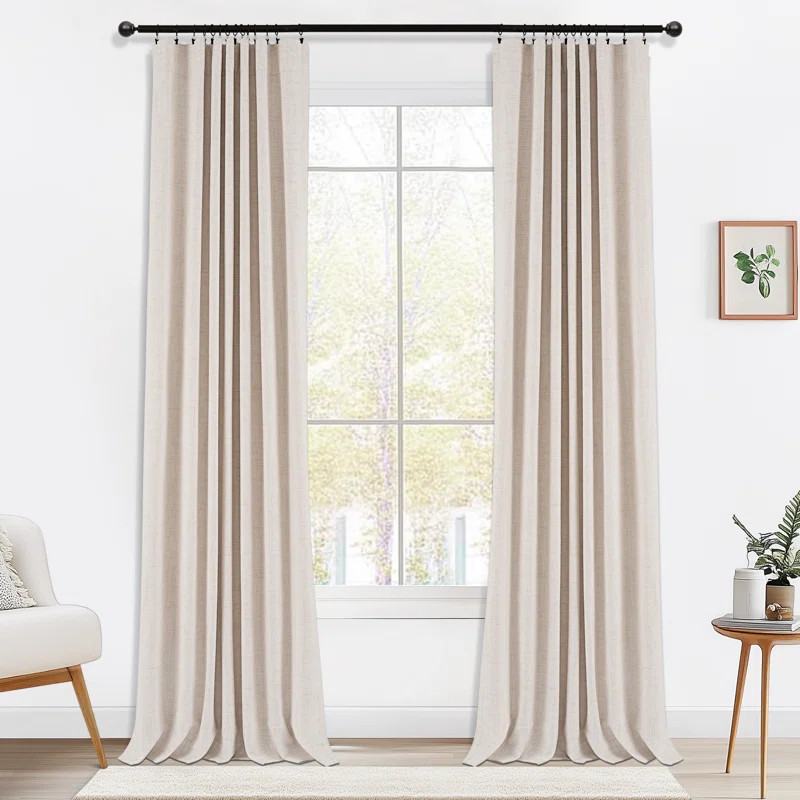 Birglinde Faux Linen Textured Thermal 100% Blackout Curtains for Bedroom Living Room Rod Pocket/R... | Wayfair North America
