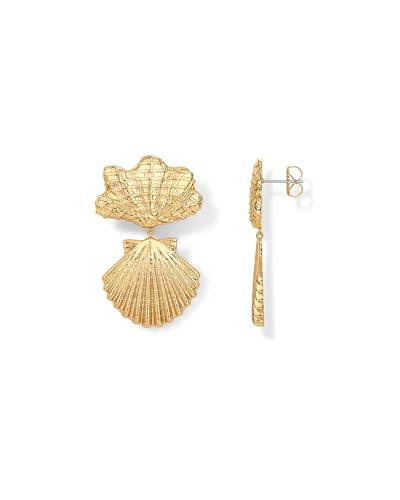 PAVOI 14K Yellow Gold Plated Dangle Sea Shell Earrings for Women - Statement Seashell Drop Dangle Earrings - Trendy Coastal Summer Beach Jewelry | Amazon (US)